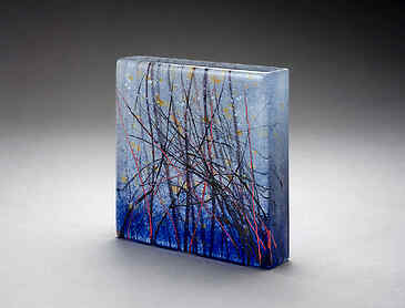 Blue Winter, 2019, 6" x 6" x 1&frac12;", kiln-formed glass