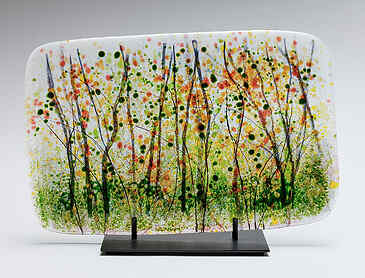 Confetti Woods, 2023, 10" x 15" x 0.4", kiln-formed glass