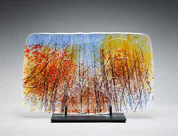 Lively Fall, 2023, 9" x 15" x 0.4", kiln-formed glass