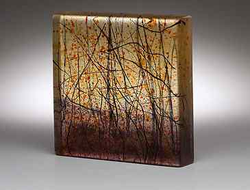 Sunset Woods, 2018, 6" x 6" x 1&frac14;", kiln-formed glass, SOLD