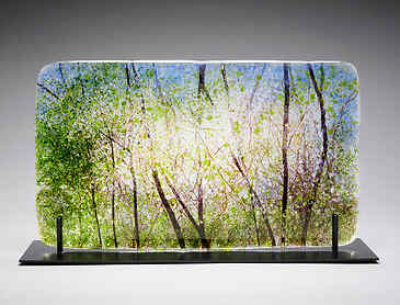 Wild Spring Bloom, 2023, 11" x 19" x 0.4", kiln-formed glass