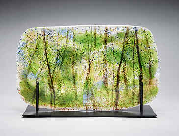 Woodland Summer, 2023, 10&frac12;" x 18" x 0.4", kiln-formed glass