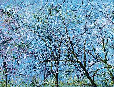 A Bit of Spring, 2019, 7" x 11", acrylic on paper, SOLD