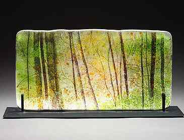 Amber Passage, 2026, 9&frac14;" x 17&frac34;" x 0.4", kiln-formed glass