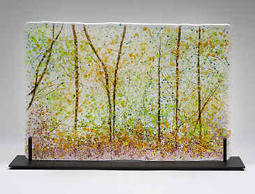 Amber Woods, 2021, 12" x 18" x ¼", kiln-formed glass