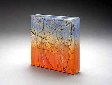 Aspen Glade, 2024, 6" x 6" x 1½", kiln-formed glass