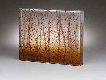 Autumn Birches, 2018, 8" x 10" x 1¼", kiln-formed glass, SOLD