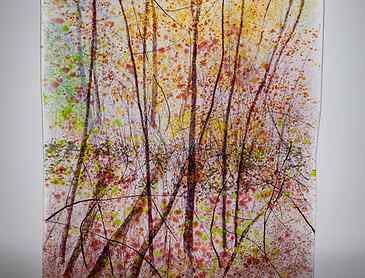 Autumn Color, Aster Meadow, 2018, 21" x 14" x 0.4", kiln-formed glass