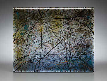 Autumn Glimpses of the Lake, 2016, 8" x 10" x 1¼", kiln-formed glass, SOLD