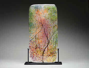 Autumn Light in the Woods, 2025, 20" x 10" x 0.4", kiln-formed glass