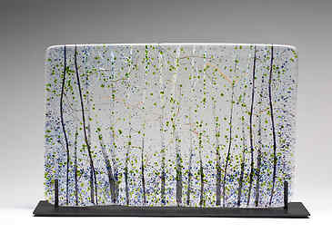 Birch Grove, 2022, 12" x 18" x ¼", kiln-formed glass