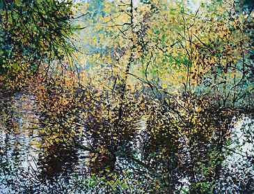 Casting Autumn on the Lake, 2015, 30" x 40", acrylic on canvas, SOLD