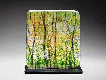 Dappled Forest, 2024, 8½" x 8" x 0.4", kiln-formed glass, SOLD