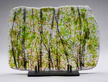 Dappled Woods, 2020, 11" x 15" x ¼", kiln-formed glass