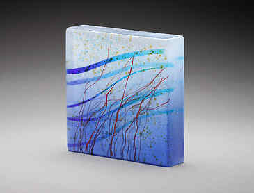 Drift, 2024, 6" x 6" x 1¼", kiln-formed glass