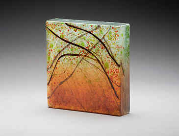 Dusk Bower, 2024, 6" x 6" x 1¼", kiln-formed glass