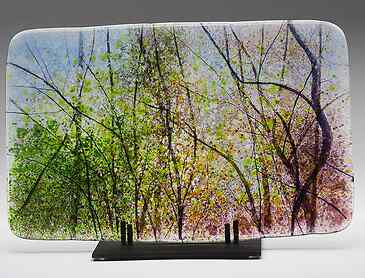 Equinox Woods, 2021, 11" x 17" x 0.4", kiln-formed glass