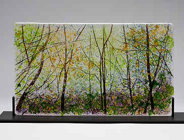 Fall Estuary, 2021, 10" x 17" x ¼", kiln-formed glass