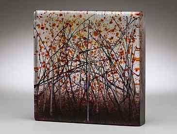 Fall Woods, 2018, 6" x 6" x 1¼", kiln-formed glass, SOLD