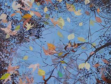 Flock of Leaves, 2025, 30" x 30", acrylic on canvas