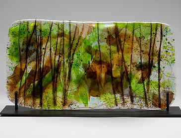 Forest Flow, 2021, 10" x 19" x ¼", kiln-formed glass