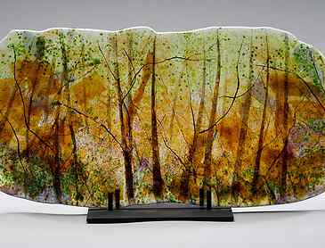 Golden Woods, 2020, 10" x 19½" x 0.4", kiln-formed glass, SOLD