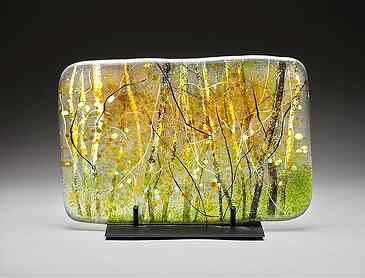 Golden Woods, 2026, 8&frac34;" x 13" x 0.4", kiln-formed glass
