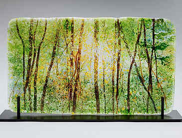 Honey-Colored Dawn, 2023, 10" x 18" x 0.4", kiln-formed glass