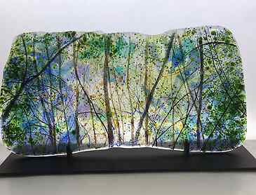 Illuminated Woods, 2020, 10¼" x 20" x 0.4", kiln-formed glass, SOLD