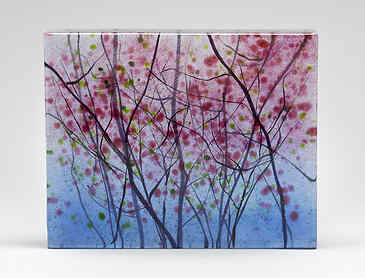 Kwanzan Blossoms, 2021, 8" x 10" x 1¼", kiln-formed glass, SOLD