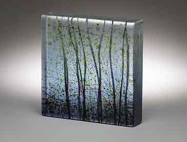 Lagoon Reflections, 2018, 6¼" x 6¼" x 1¼", kiln-formed glass