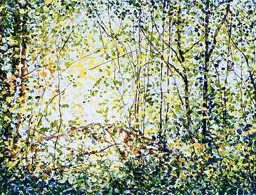 Light Through the Forest, 2020, 8" x 16", acrylic on paper