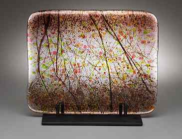 Looking Through to the Lake, 2018, 8" x 10" x 0.4", kiln-formed glass