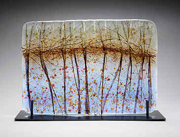 Reflected Trees, 2023, 13¼" x 19" x 0.4", kiln-formed glass