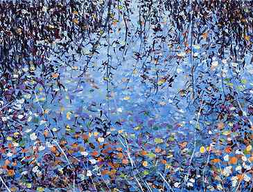 Reflecting Blue, 2020, 8" x 16", acrylic on paper
