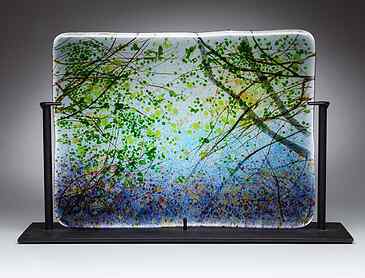 Reflections, 2019, 8" x 10" x 0.4", kiln-formed glass, SOLD
