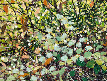 Snowberry Tangle, 2025, 20" x 16", acrylic on canvas