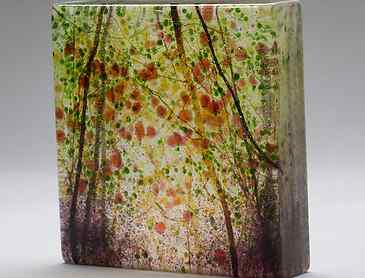 Spring Blooms, 2020, 6" x 6" x 1¼", kiln-formed glass, SOLD