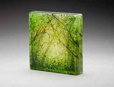 Spring Bower, 2024, 6" x 6" x 1¼", kiln-formed glass