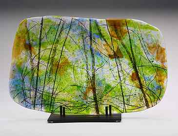 Spring Dance, 2021, 11" x 18" x 0.4", kiln-formed glass