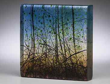 Spring Dusk 2, 2018, 6" x 6" x 1¼", kiln-formed glass, SOLD