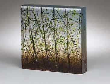 Spring Forest, 2018, 6" x 6" x 1¼", kiln-formed glass, SOLD