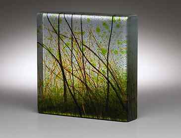 Spring Grasses, 2018, 6" x 6" x 1¼", kiln-formed glass, SOLD
