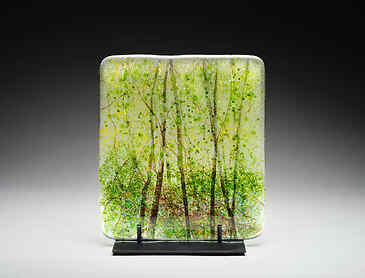 Spring Greens, 2025, 12" x 10&frac12;" x 0.4", kiln-formed glass