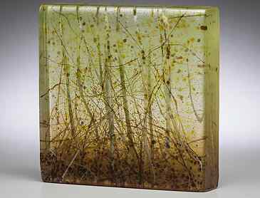 Spring Warmth, 2018, 6" x 6" x 1¼", kiln-formed glass, SOLD