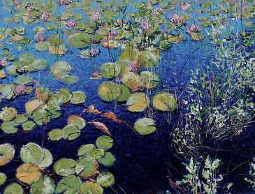 Spring Water Lilies, 2019, 36" x 48", acrylic on canvas, SOLD