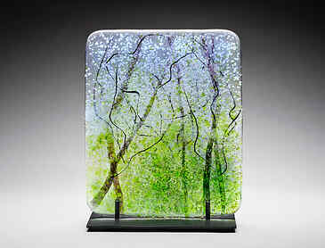 Spring Wildwood, 2024, 10" x 8¾" x 0.4", kiln-formed glass