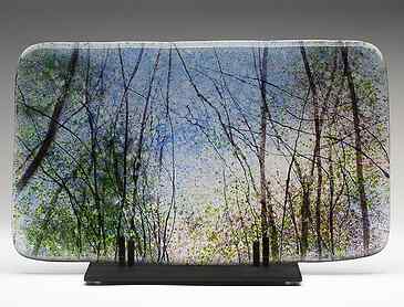Spring Woodland, 2020, 9" x 14½" x 0.4", kiln-formed glass, SOLD
