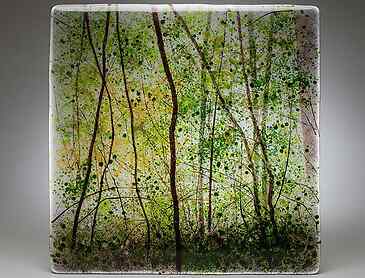 Summer Woodland, 2019, 16" x 18" x 0.4", kiln-formed glass