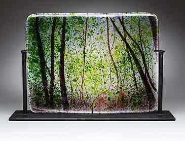 Summer Woods, 2019, 8" x 10" x 0.4", kiln-formed glass, SOLD